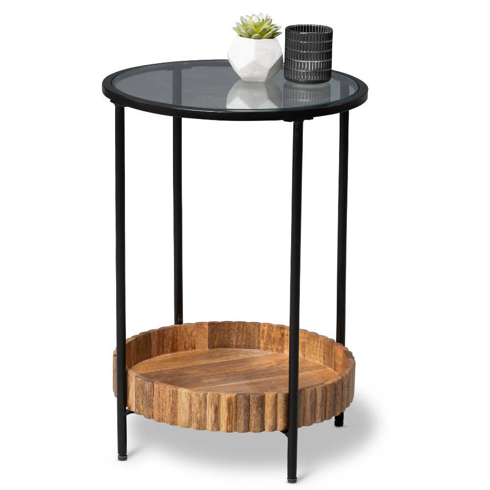 Runder Design-Beistelltisch mit Glasplatte - Luzanos