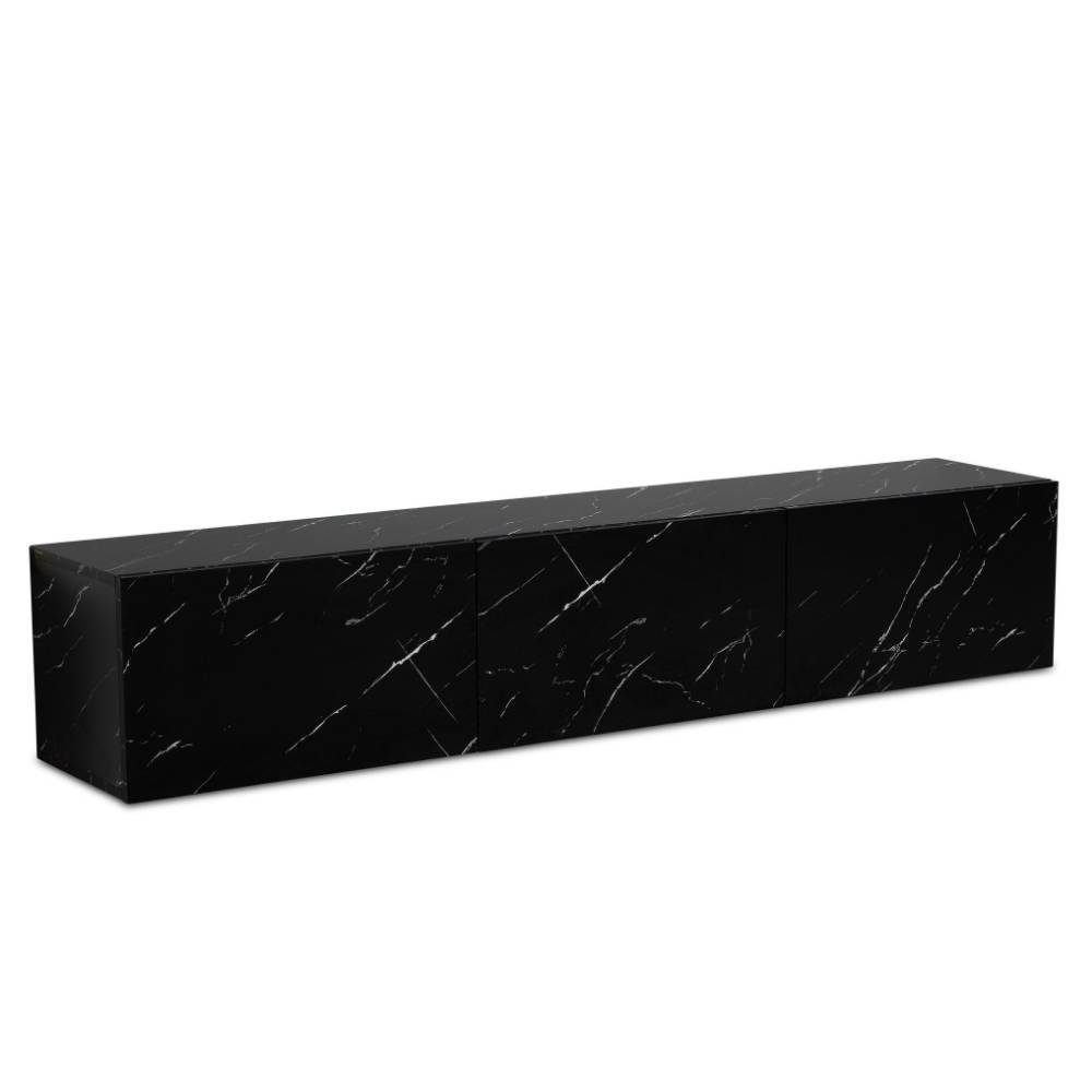 Moderne schwarze TV-Bank in elegantem Marmor-Dekor mit drei geschlossenen Klappen – Varzino