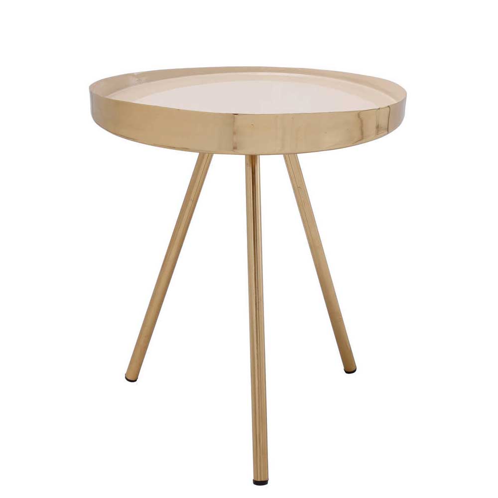 Design Beistelltisch in Cremeweiß mit Gold - Tayler