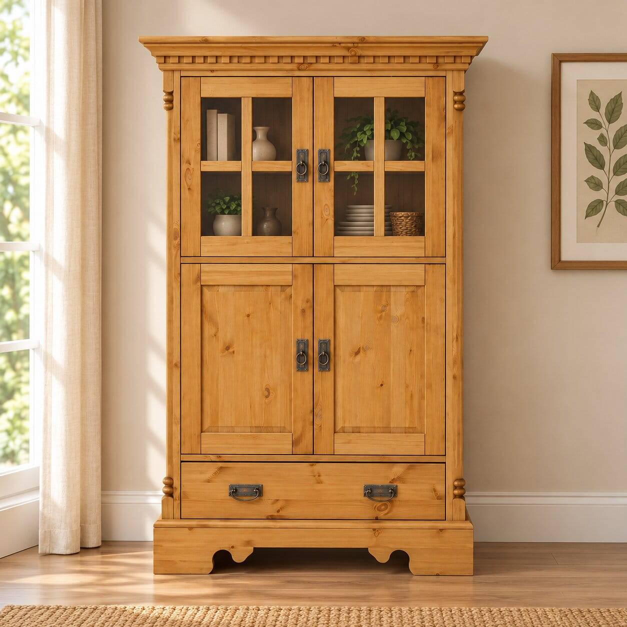 100x147x45 Massivholz Highboard im Landhaus Stil - Fausanda
