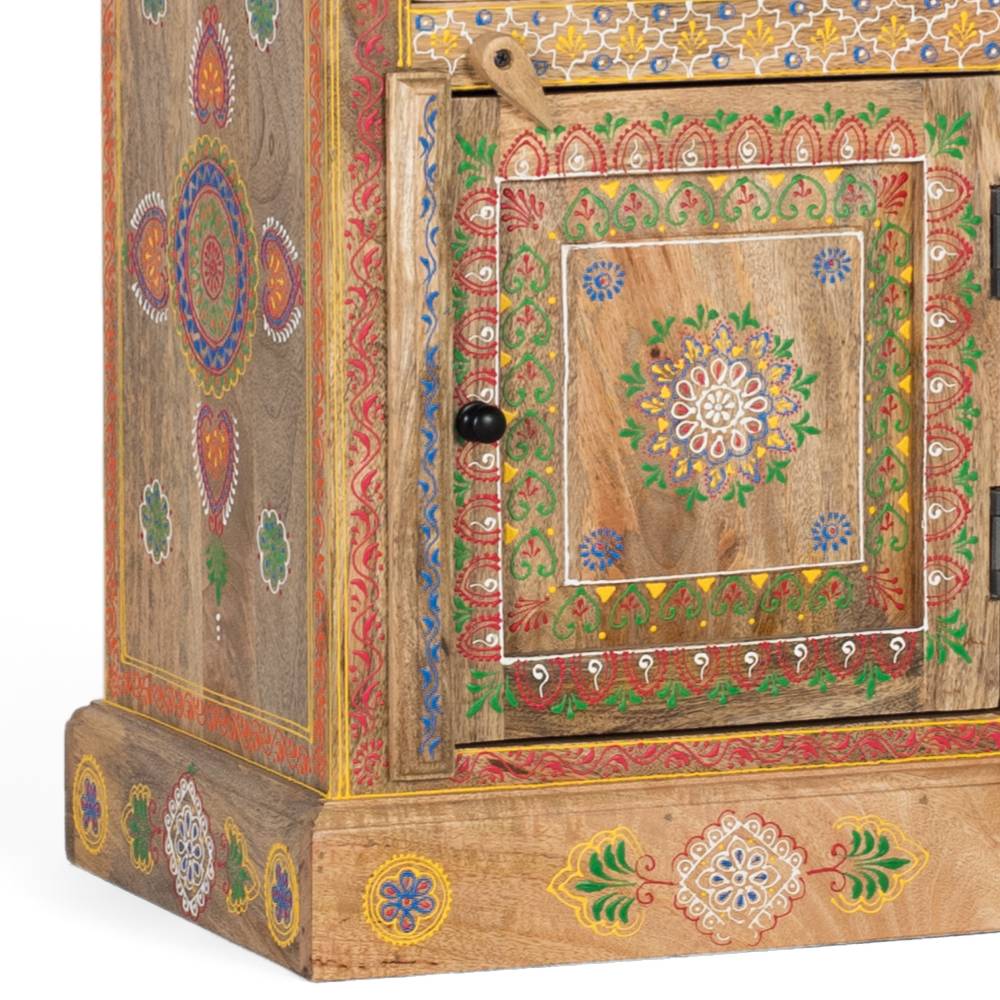 Boho Style Nachtschrank aus Mangoholz - Klapan
