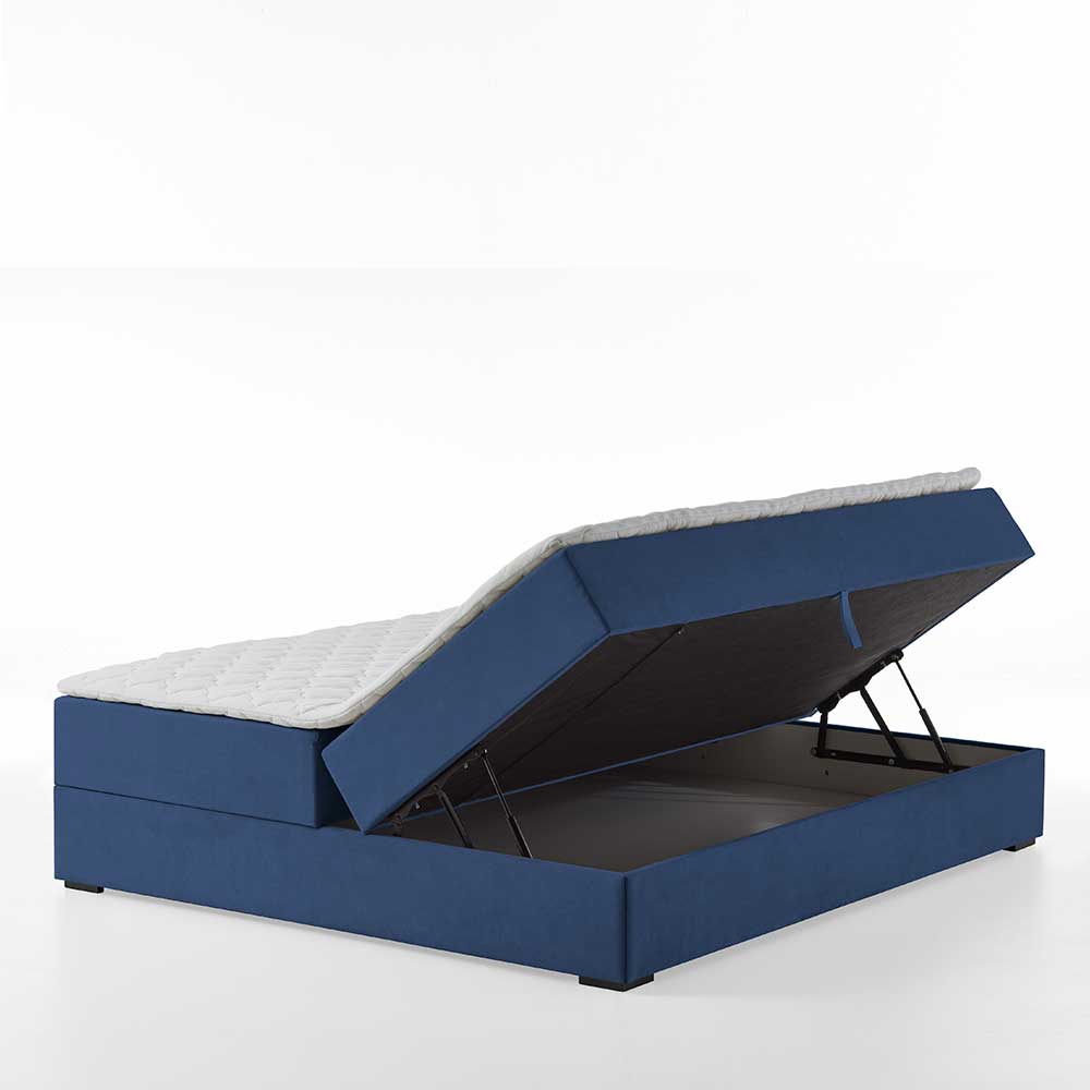 Blaues Boxbett ohne Kopfteil mit Stauraum - Varaldo