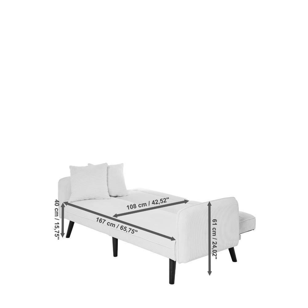 Klappsofa aus Cord Offwhite - Mailak