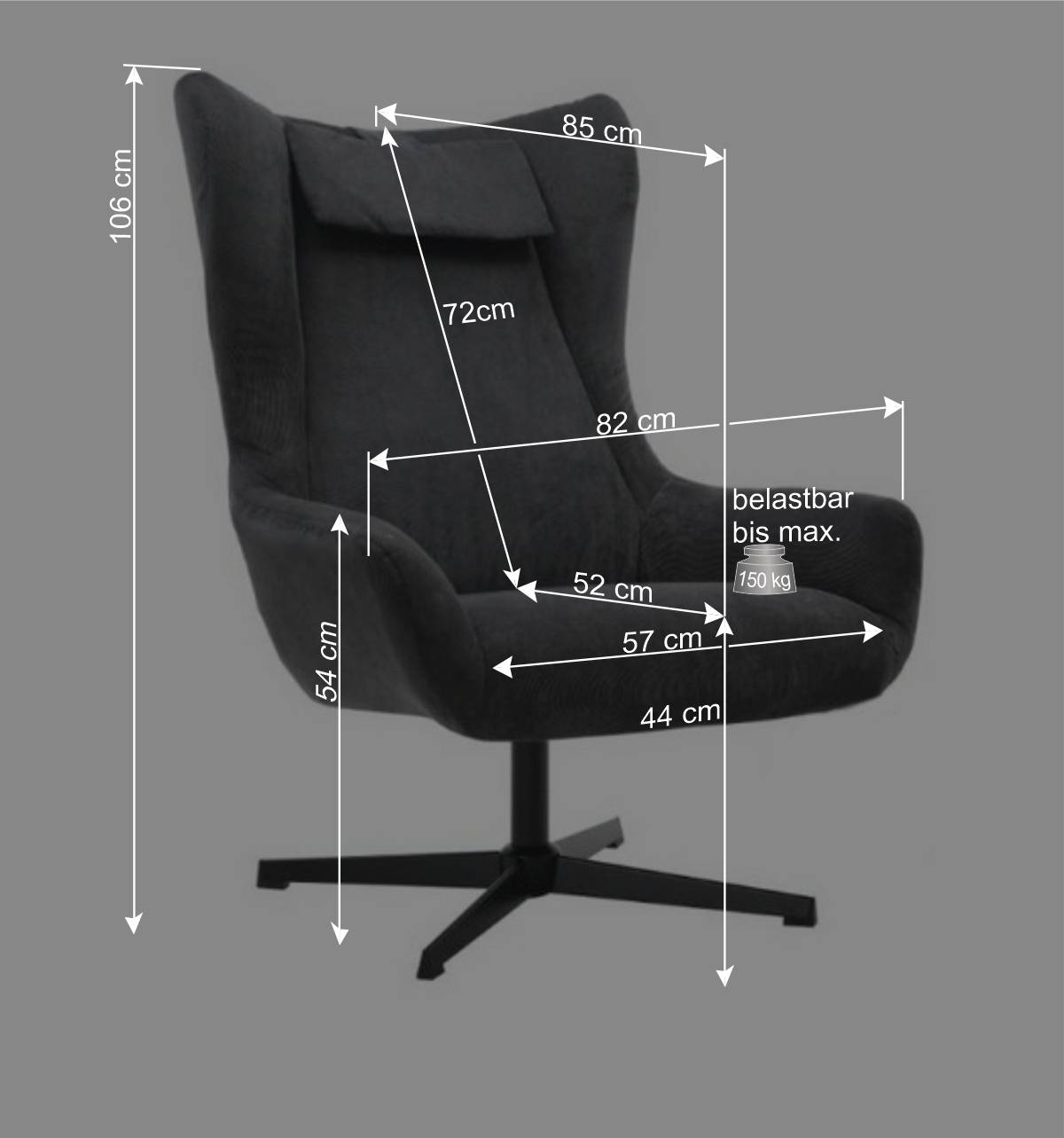 Cordsessel mit Fußhocker im Set - Esmeraldu (zweiteilig)