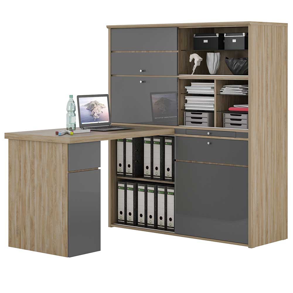 Home Office Schreibtisch & Schrank Regal Kombi - Ubinro
