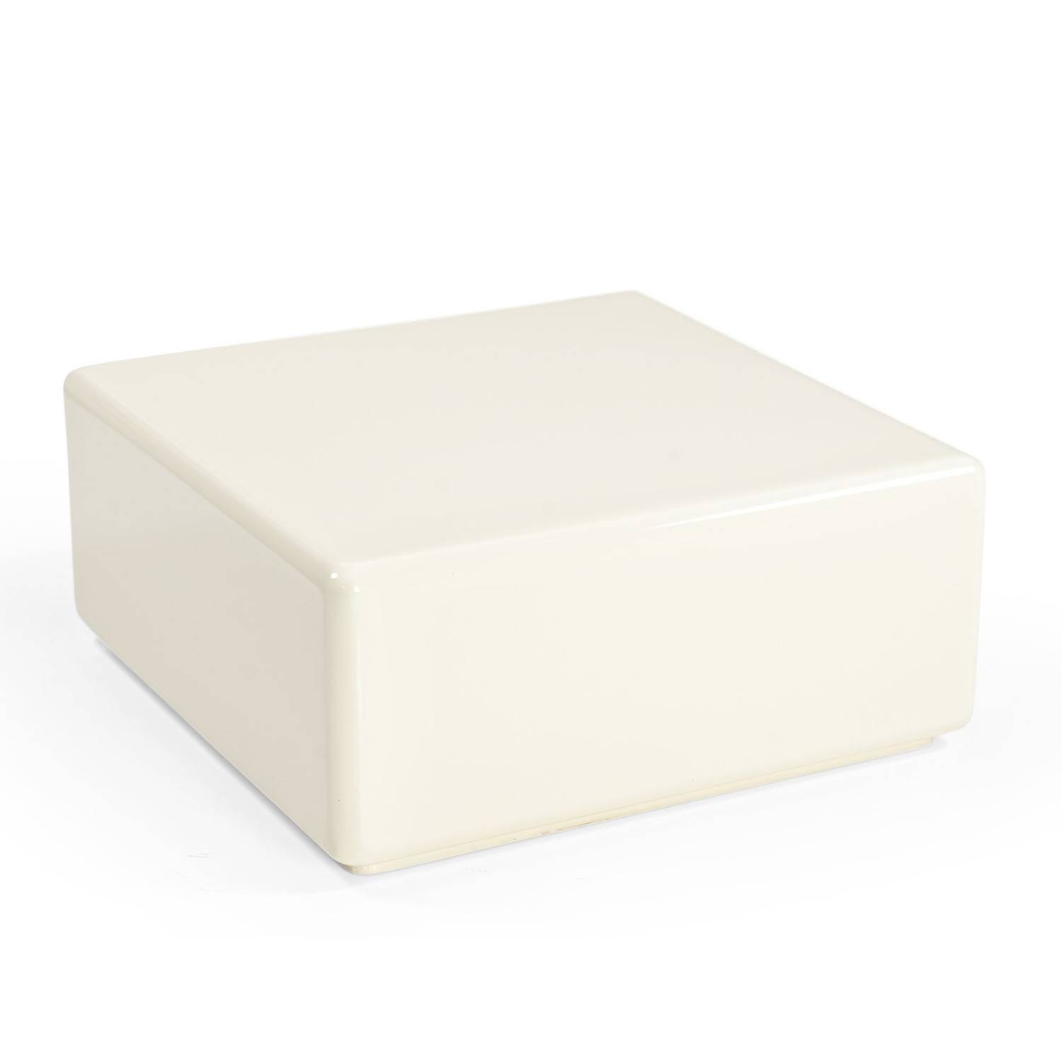 Quadratischer cremefarbener Couchtisch mit glänzender Oberfläche für das Wohnzimmer – Carloletta