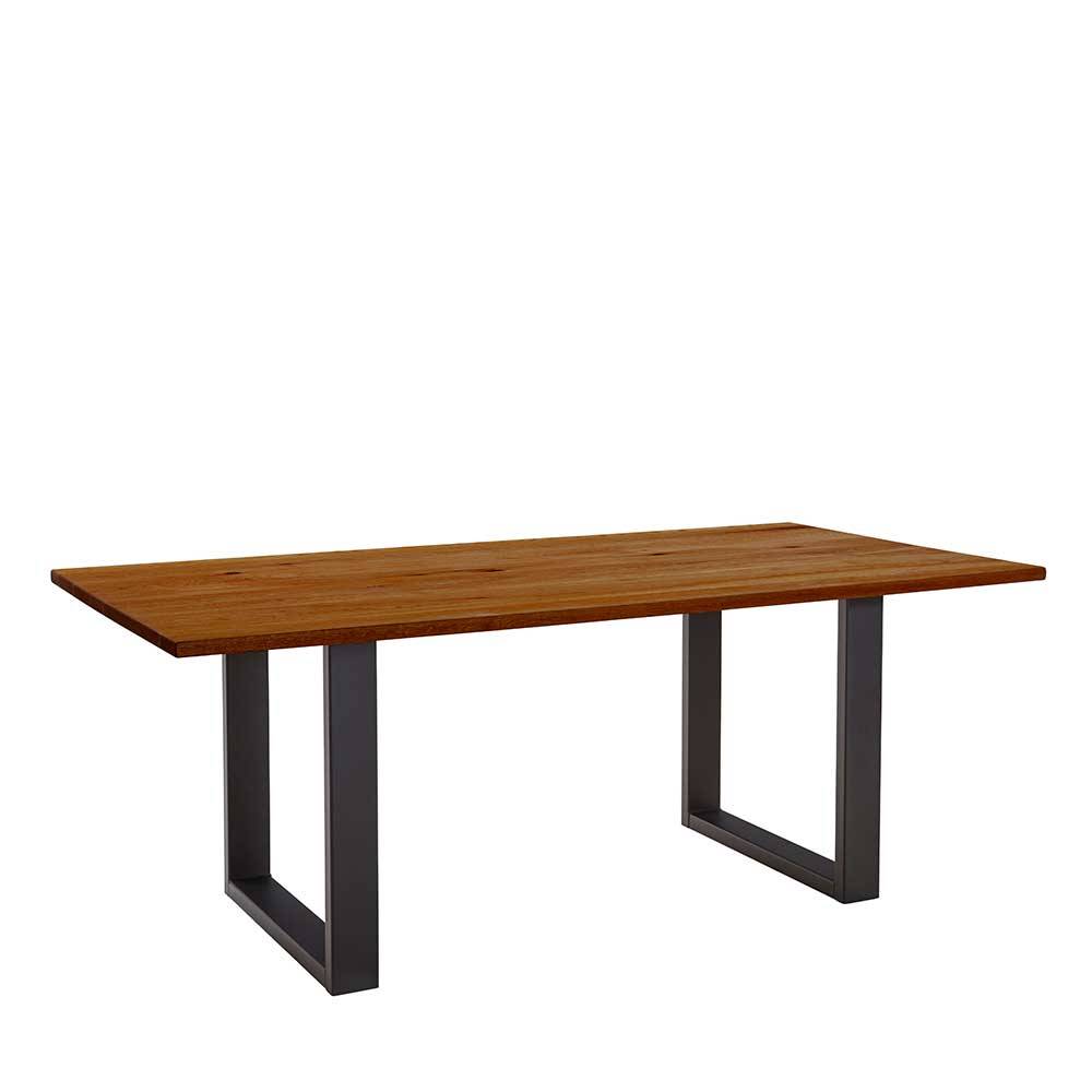 Tisch mit U-Beinen aus Metall & Holzplatte - Apoliva