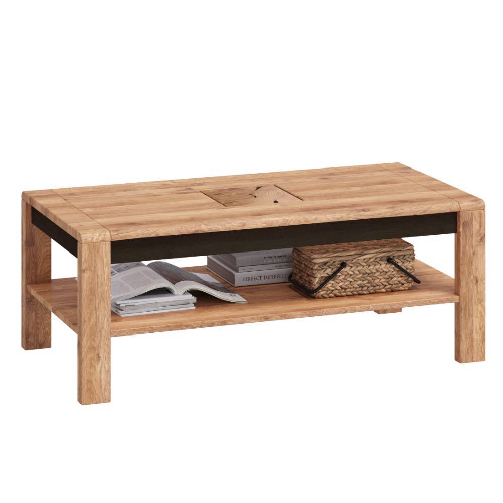 Heller Holztisch für das Wohnzimmer mit praktischer Ablagefläche und dunklem Kontrast – Shipper