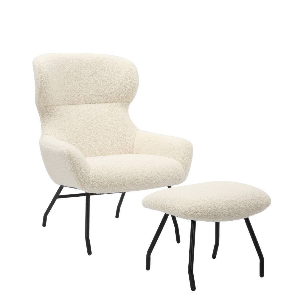 Skandi Sessel mit Hocker Set - Estoron (zweiteilig)