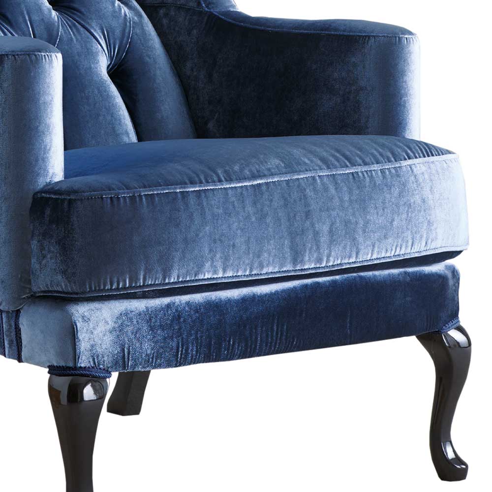 Eleganter Chesterfield Sessel in Blau Samt - Gonnya