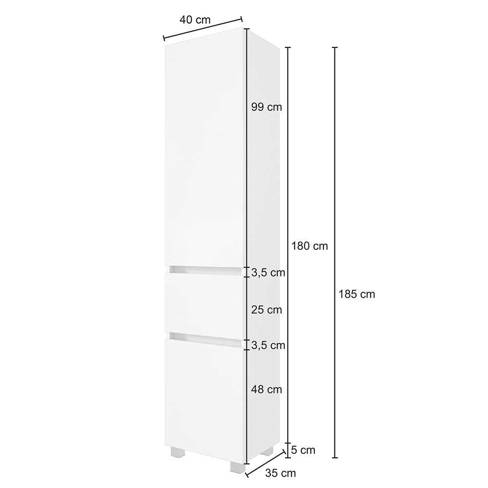 Weiße Bad Ausstattung 140cm breit - Vandan (fünfteilig)