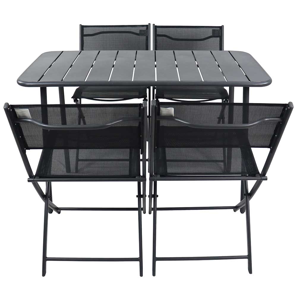 Schwarze Outdoor Essgruppe Set - Xenata (fünfteilig)