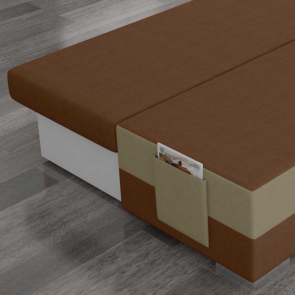 Couchbett mit Federkern in Rostbraun und Beige - Jemayno
