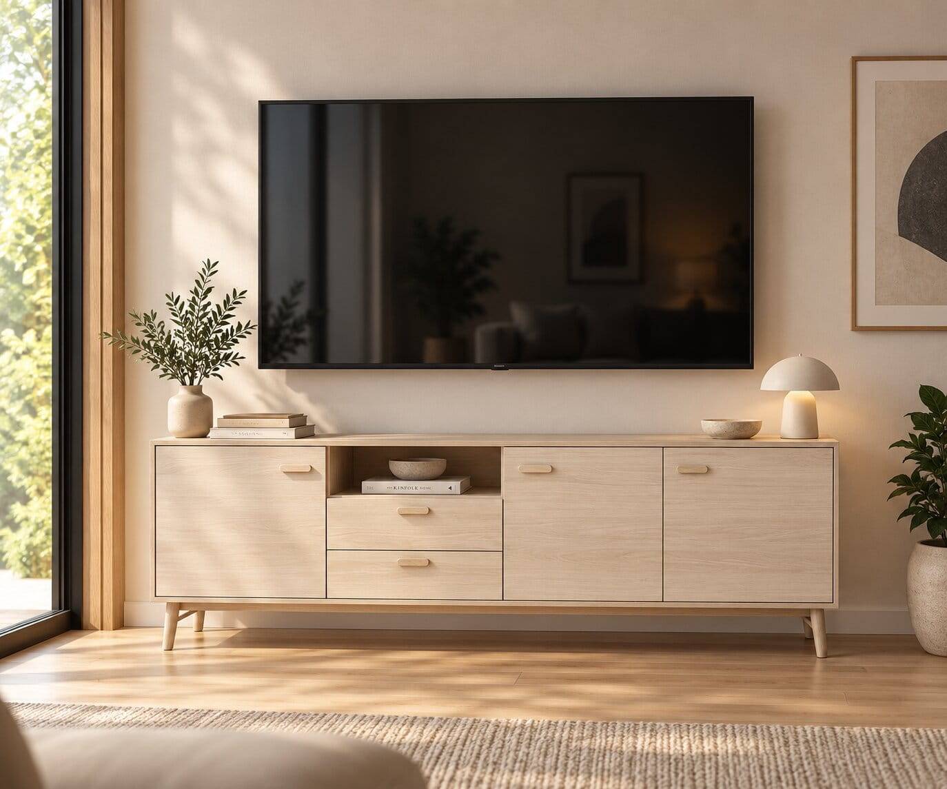 Skandi Sideboard in Eiche Weiß - Lametla