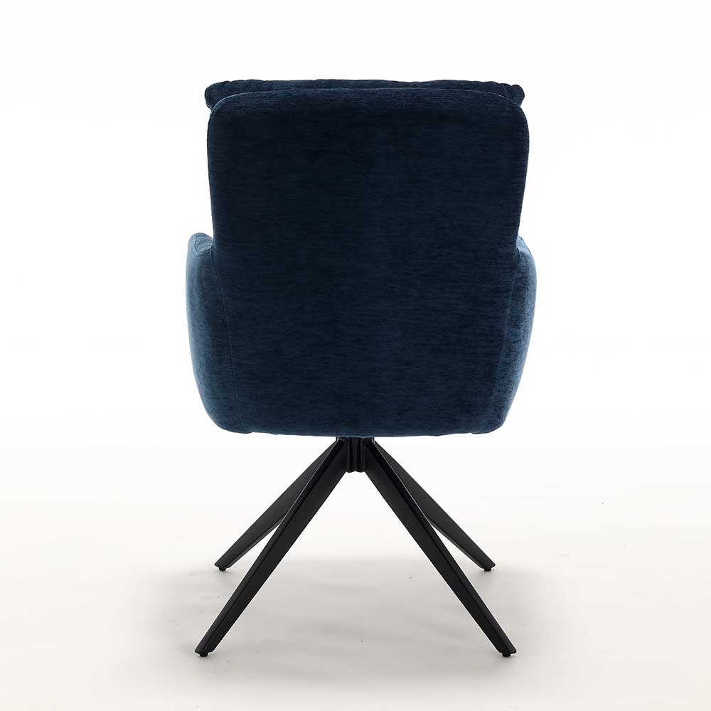 Chenille Drehsessel in Blau - Luanu (2er Set)