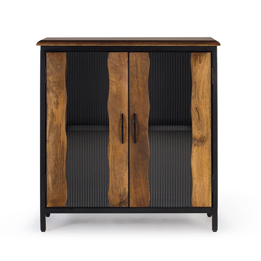 Design Türen-Kommode aus Mangoholz und Metall - Aglia