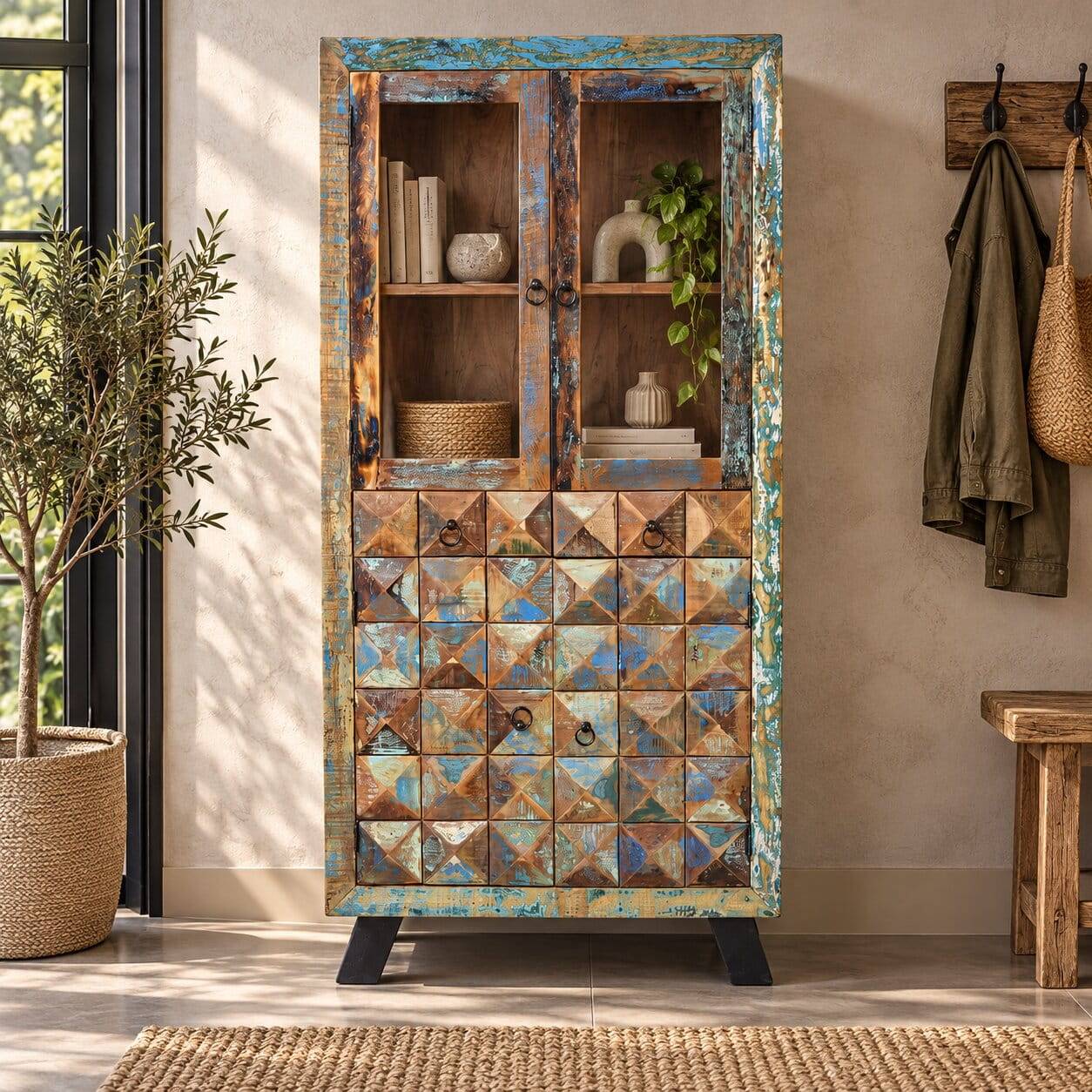 Shabby Design Vitrine aus Recyclingholz - Zeremonia