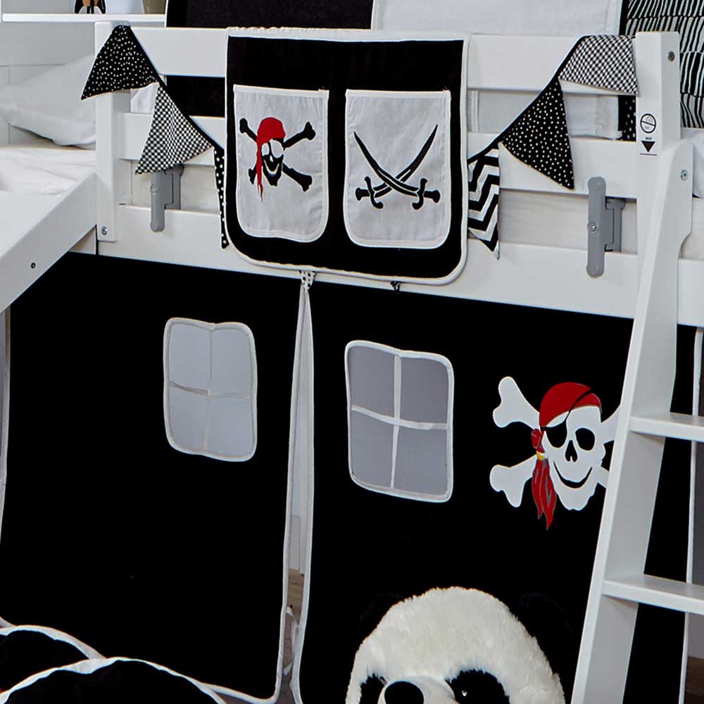 Weißes Piraten Spielbett Hochbett mit Rutsche - Wambada