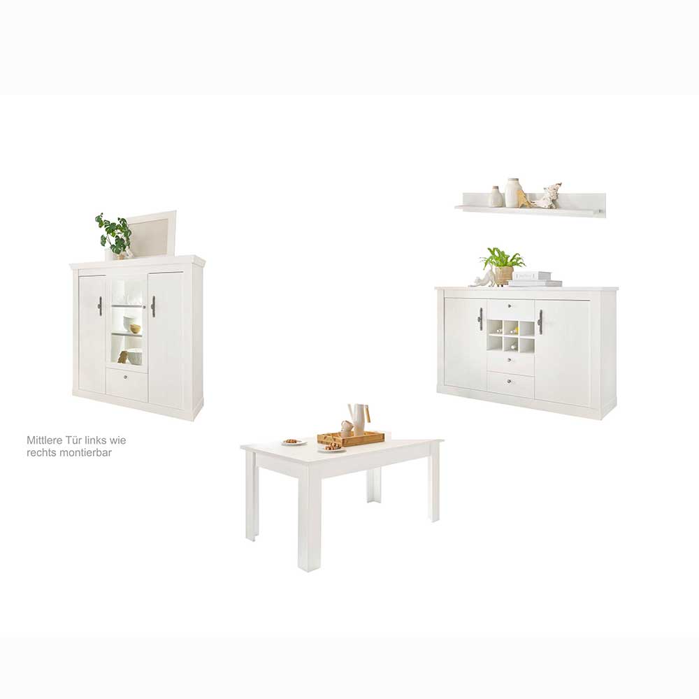 Esszimmer Möbel Set in weißer Holzoptik Pinie - Liancos (vierteilig)