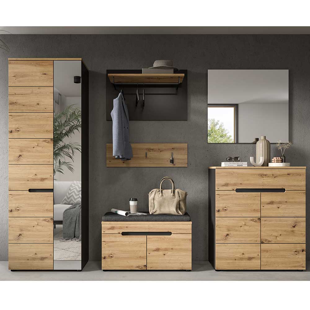 Spiegel und Schuhkommode Set - Norja (zweiteilig)