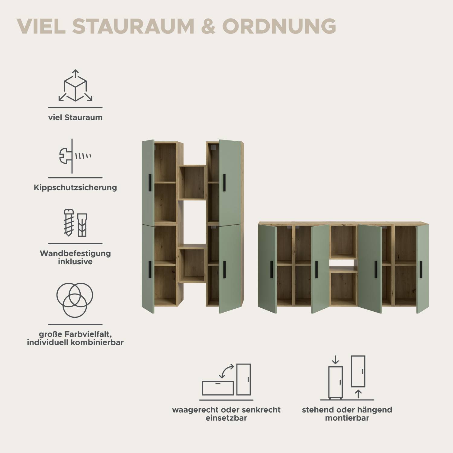 Wohnzimmer Anbauwand Vorteile wie viel Stauraum, Wandbefestigung und flexible Montage – Jonni