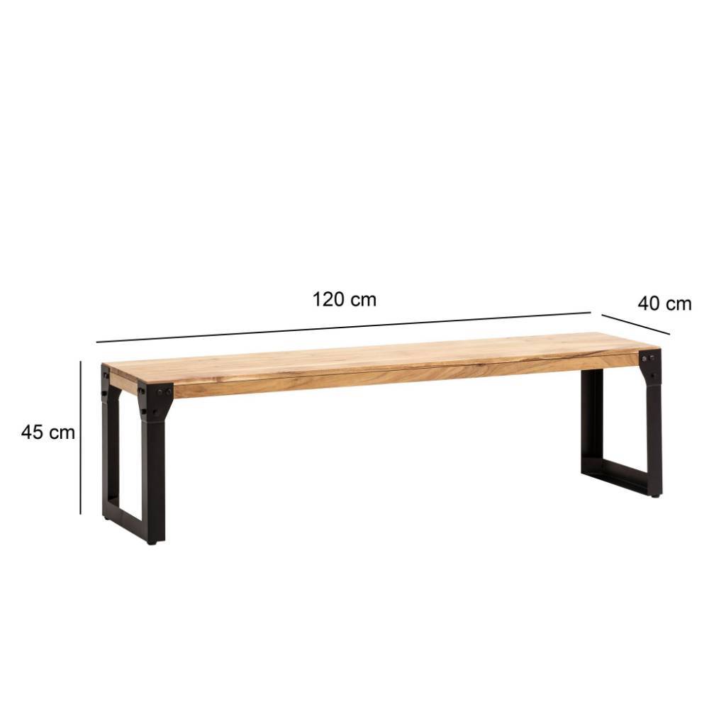 Esstischbank aus Akazienholz mit Maßen 120 cm Länge 40 cm Breite 45 cm Höhe – Krispan
