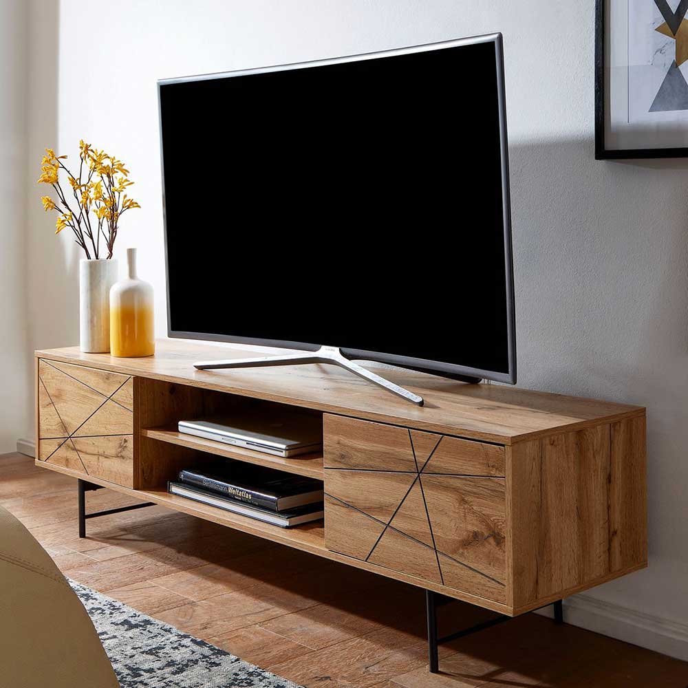 Lowboard für den Fernseher mit zwei Gerätefächern - Senba