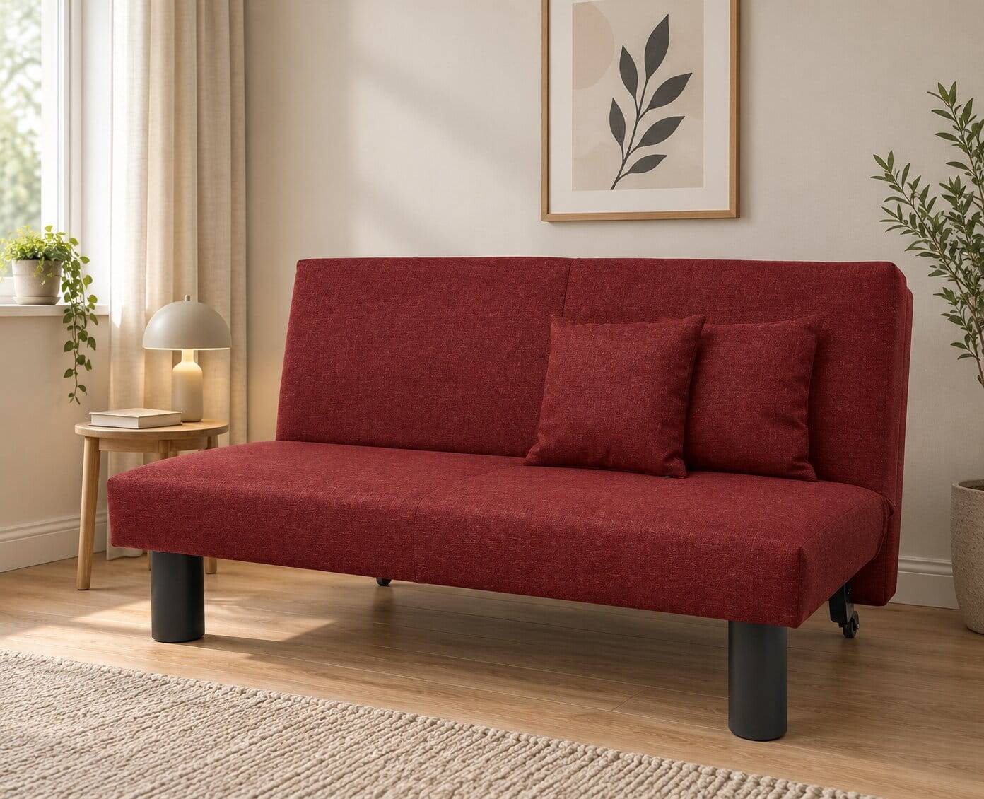 Schlafsofa in Rot Stoffbezug - Surci