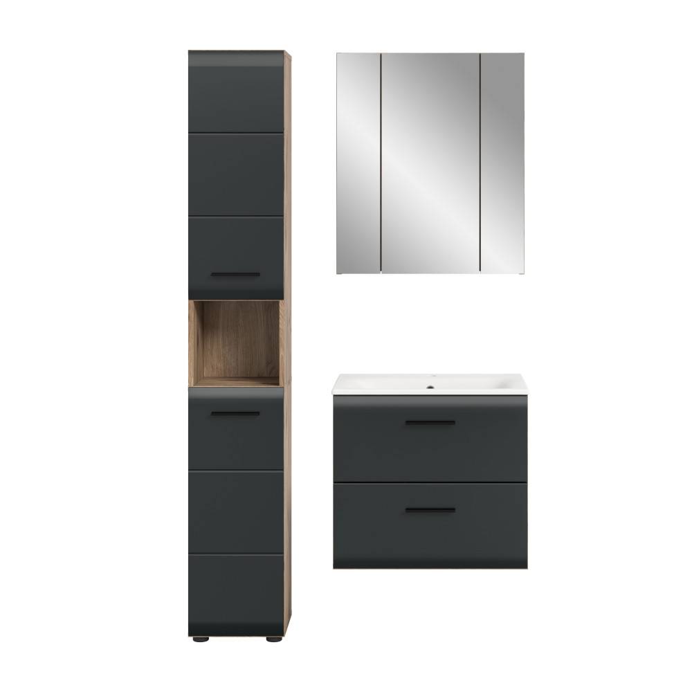 Badezimmermöbel Set mit Hochschrank - Karina (dreiteilig)