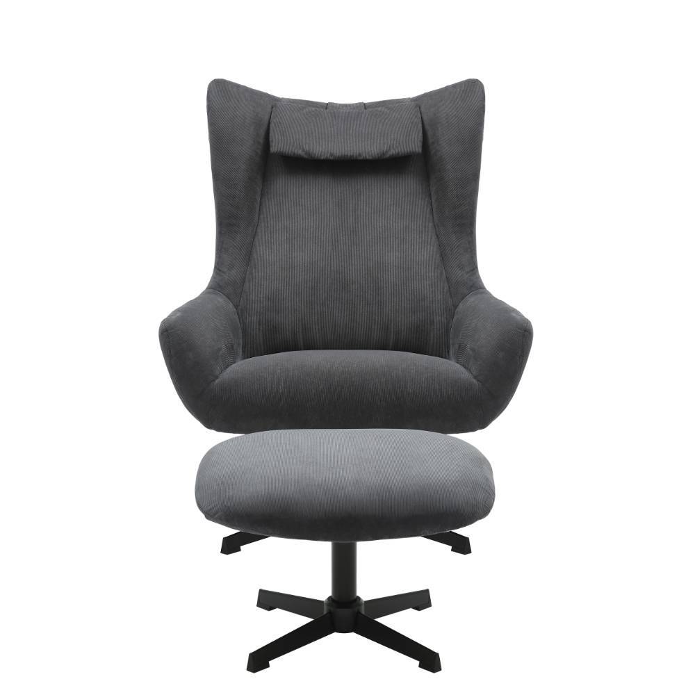 Cordsessel mit Fußhocker im Set - Esmeraldu (zweiteilig)