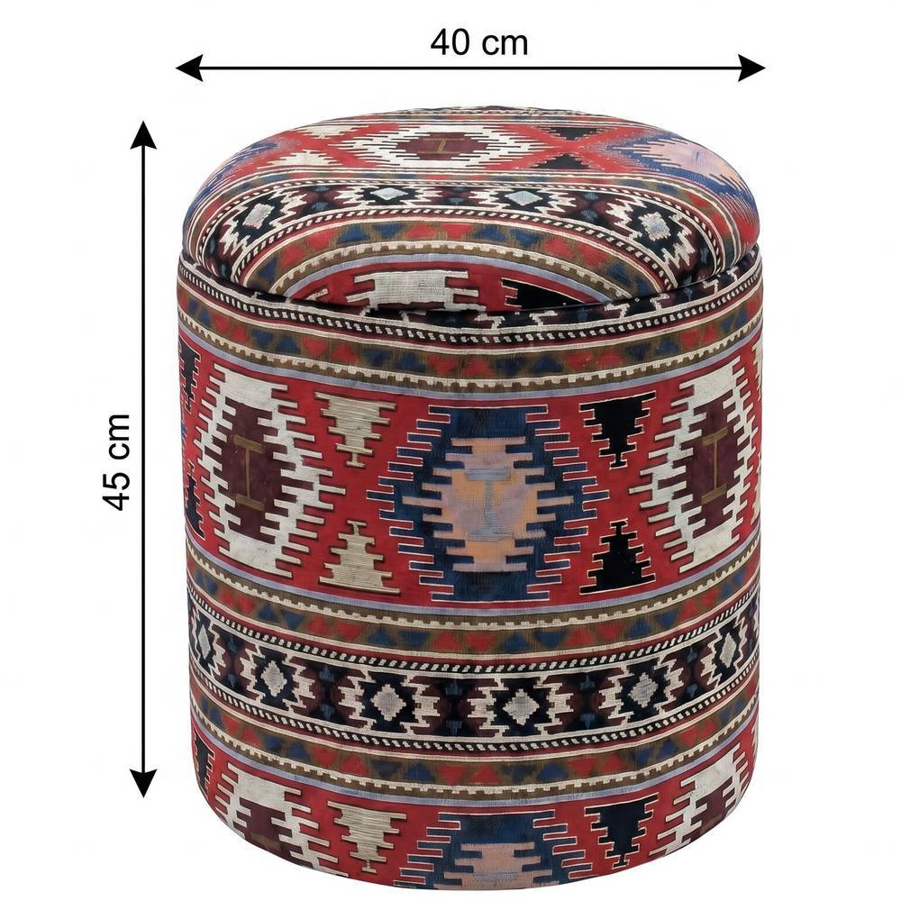 Ethno Style Hocker mit Navajo Kelim Muster - Cody