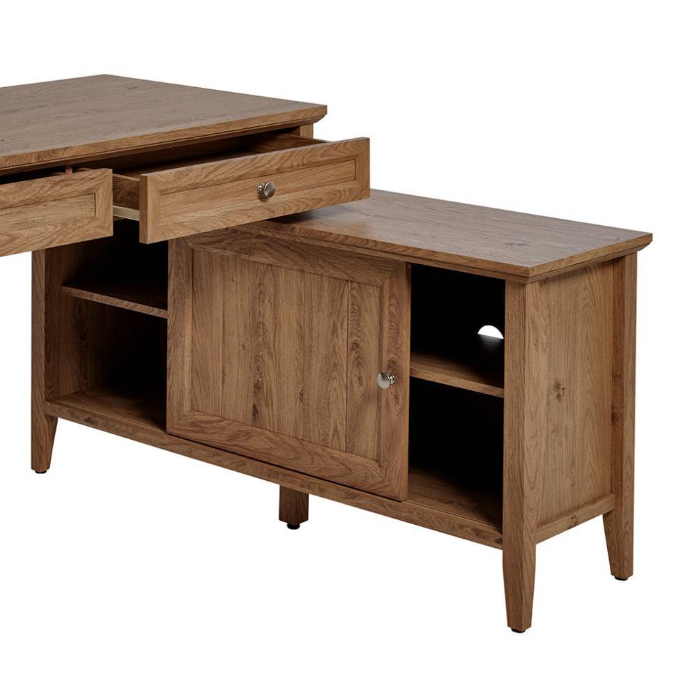 Landhaus-Schreibtisch mit Regal in Holzoptik Eiche - Zeonela