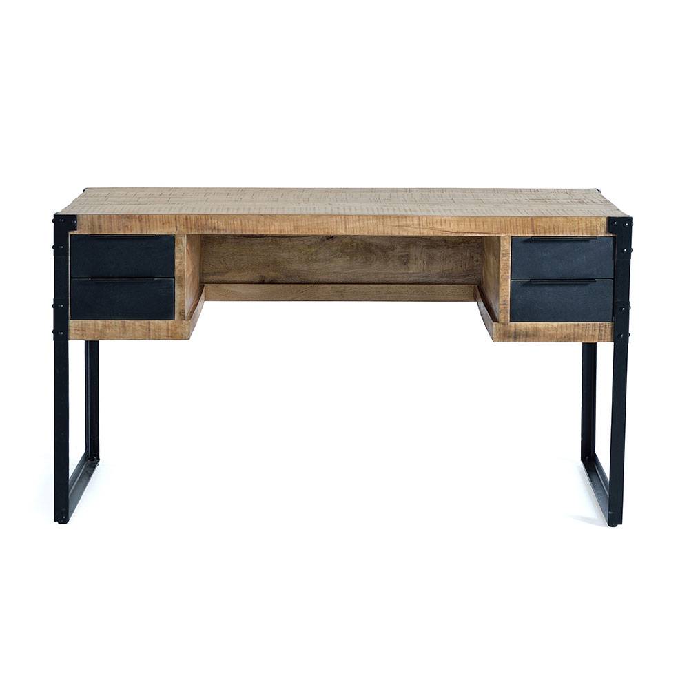 Industrial Schreibtisch aus Mangoholz mit Metall - Lakumara