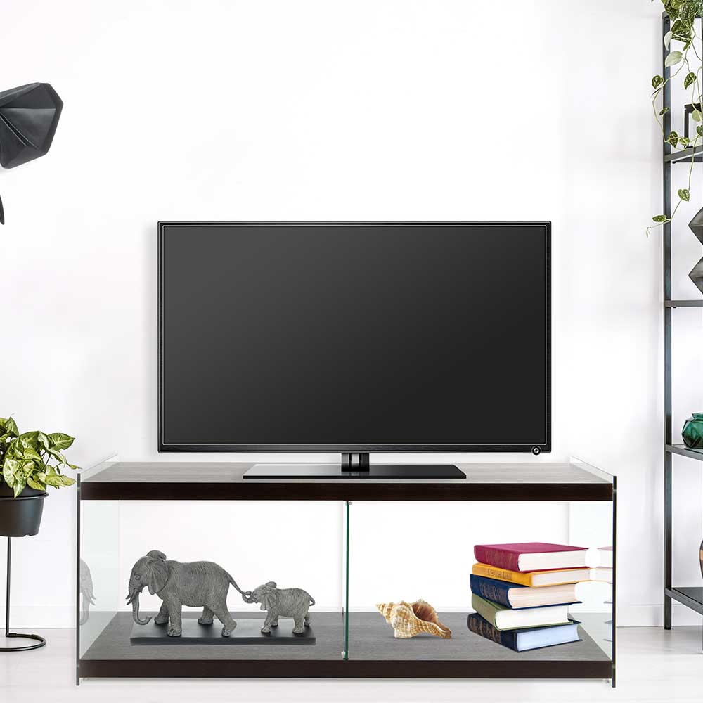 120x45x60 TV Lowboard in Walnuss & Transparent - Adlona