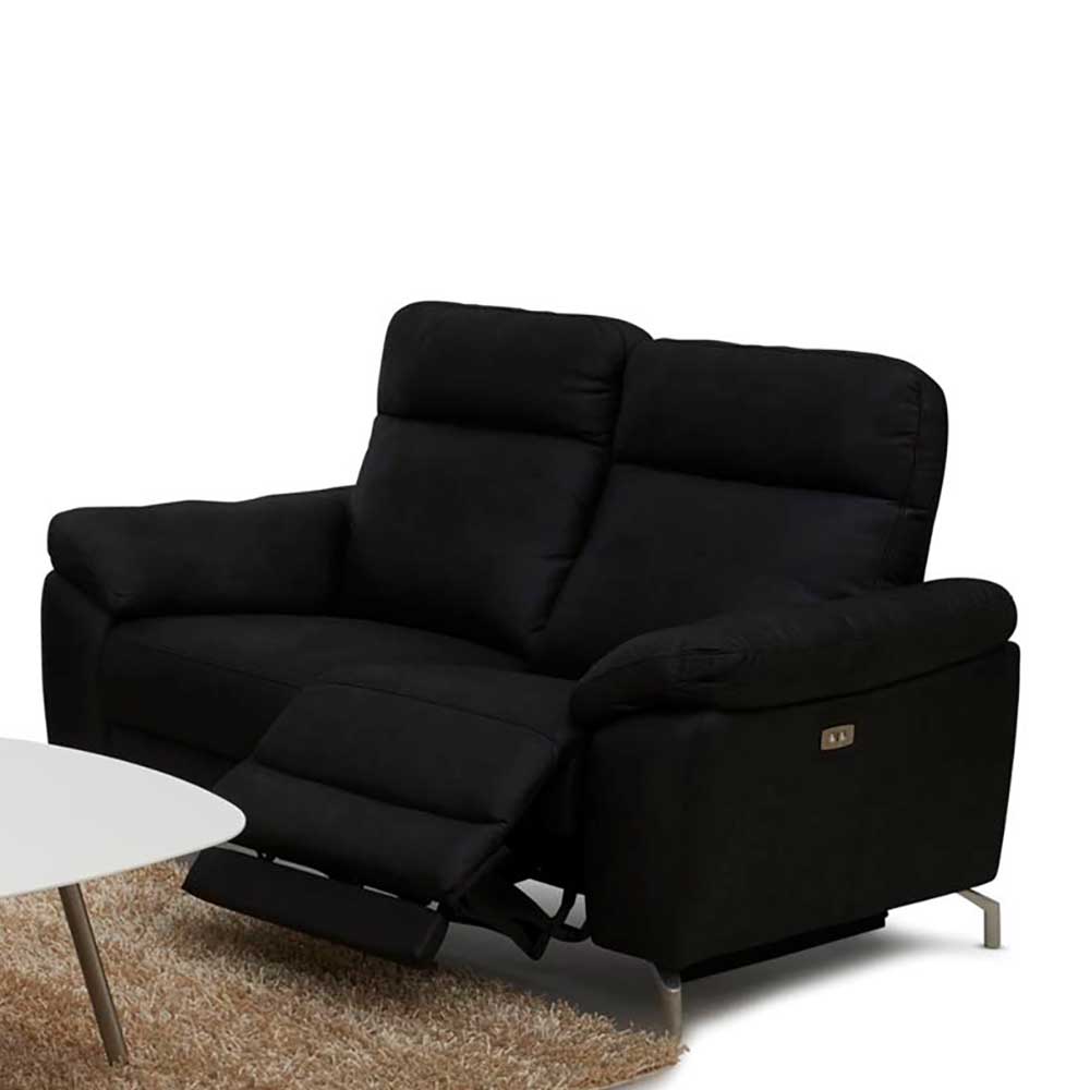 Schwarzes Zweier Sofa mit Relaxfunktion - Salma