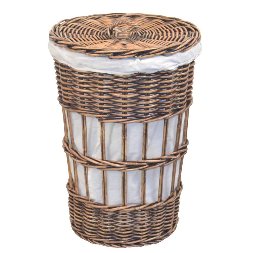 Wäschekorb mit Deckel aus Kubu Rattan - Gruskom