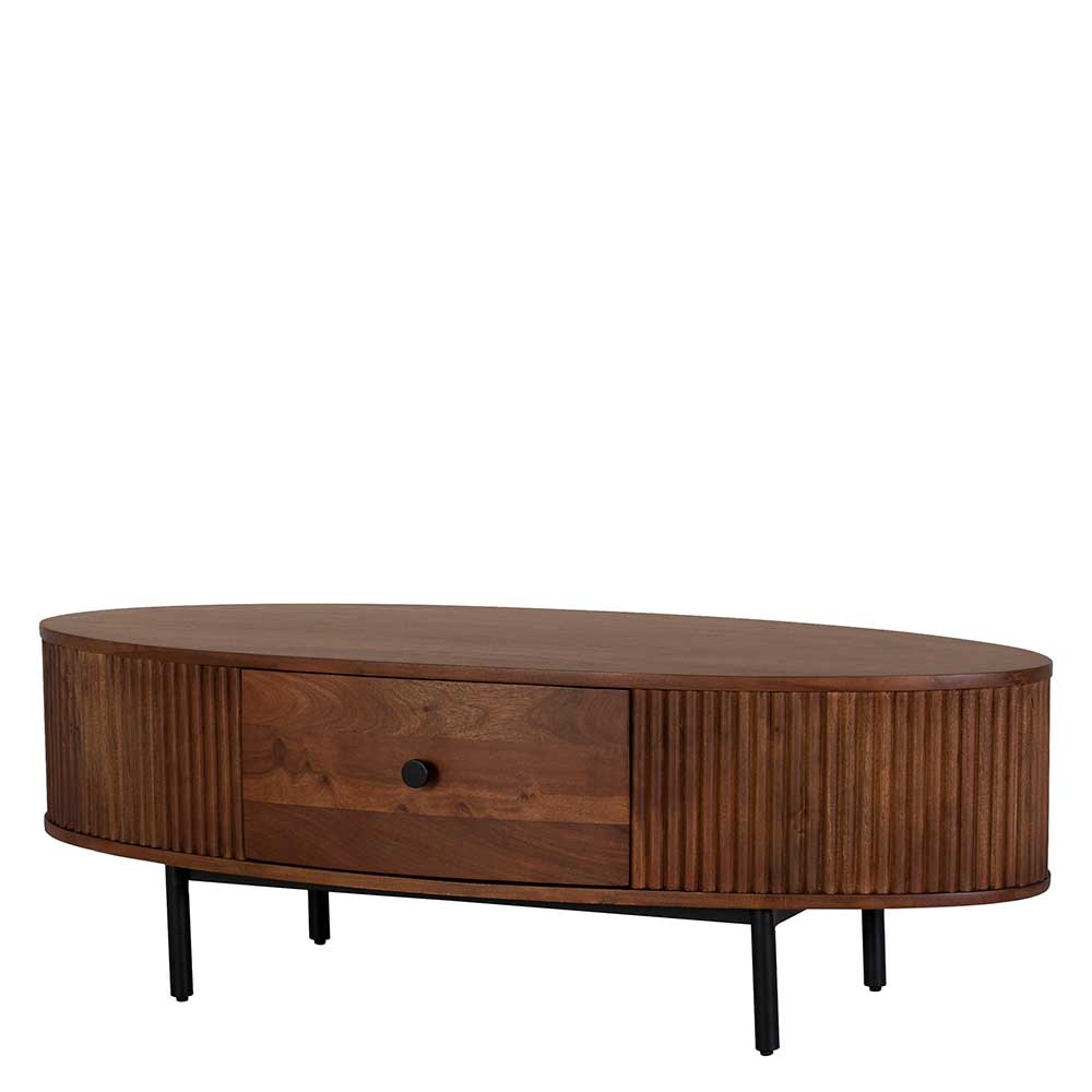 Ovaler Retro Couchtisch mit einer Schublade - Chalil