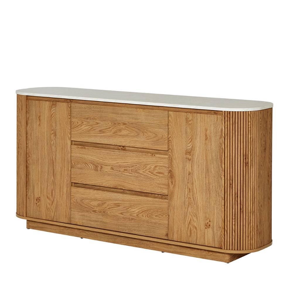 Ovales Kombi-Sideboard in Eiche Holzoptik - Hearty