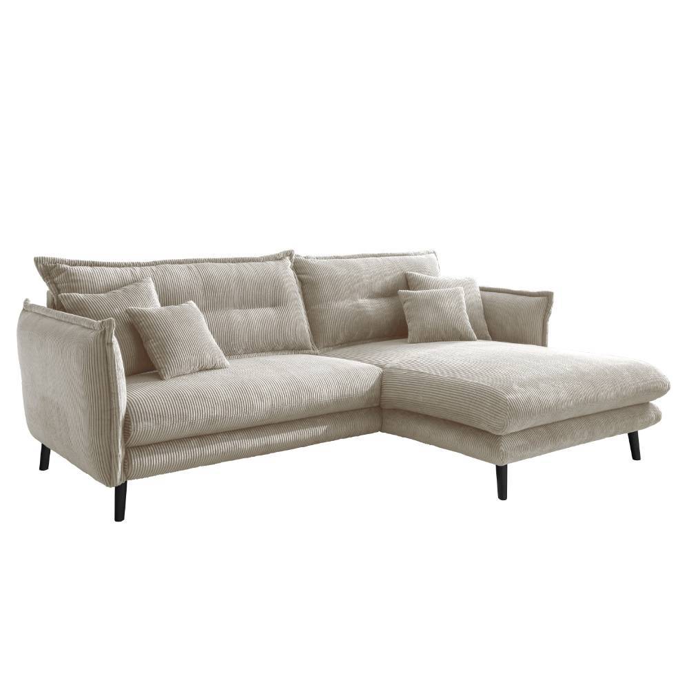 Ecksofa in Beige Cordbezug - Andrac