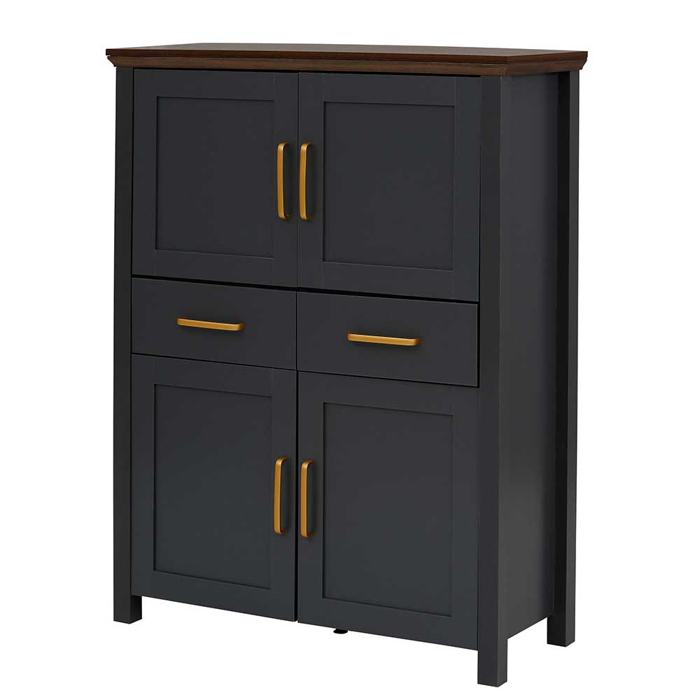 Landhaus Highboard in Dunkelgrau - Mivaldana