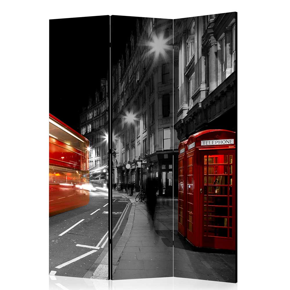 Paravent in Schwarz Weiß Rot - London Fotodruck - Enkes