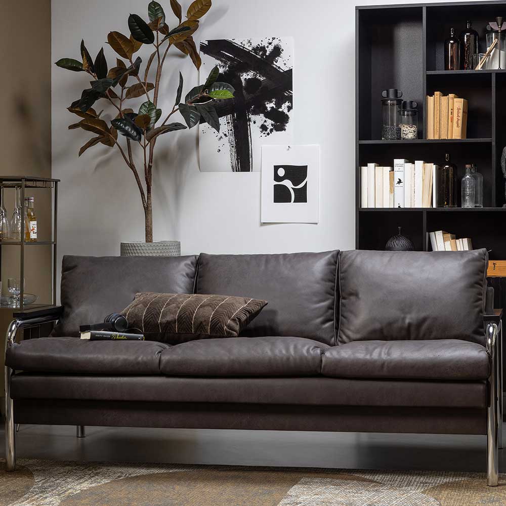 Retro Sofa mit Metallgestell in Chrom - Maidino