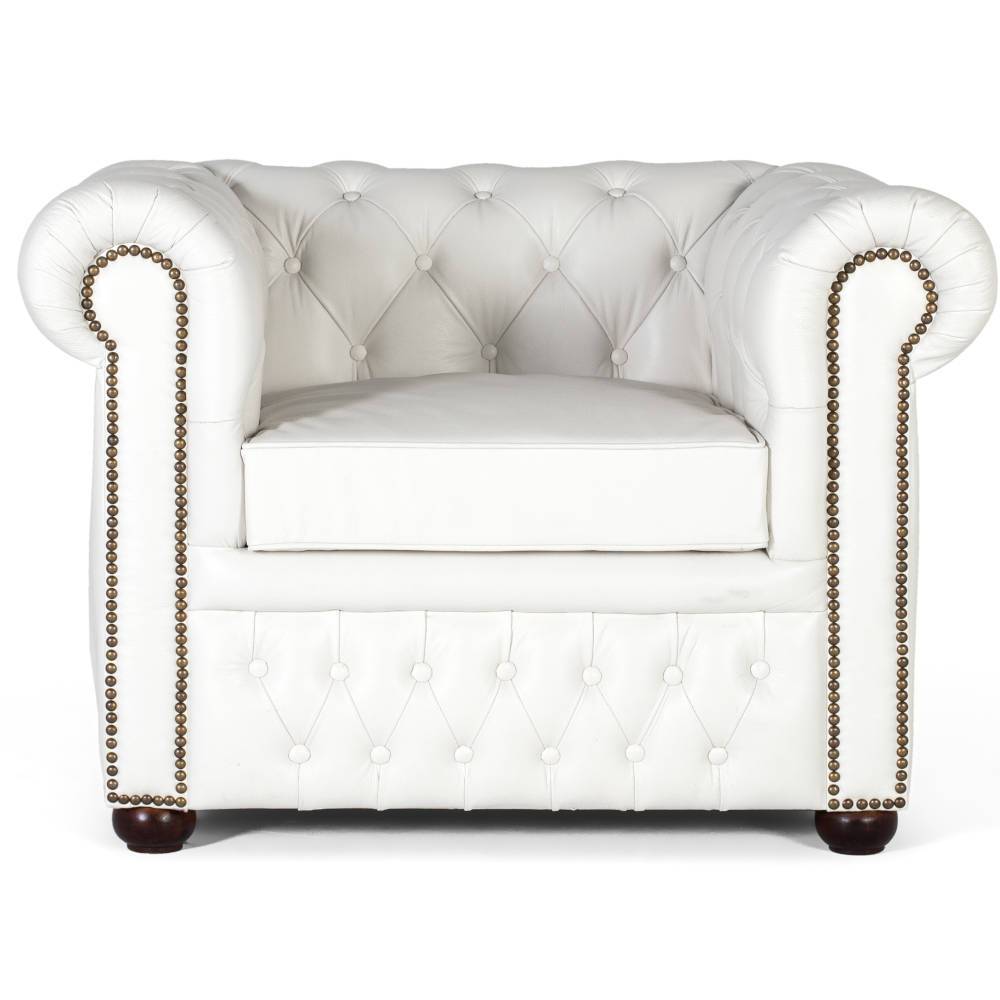 Chesterfield Ledersessel in Weiß - Pavias