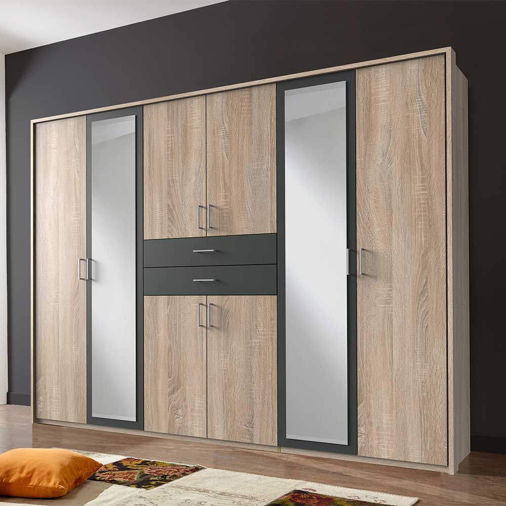 8 t riger Kleiderschrank In Modernem Design Mit Zwei Schubladen Eleore