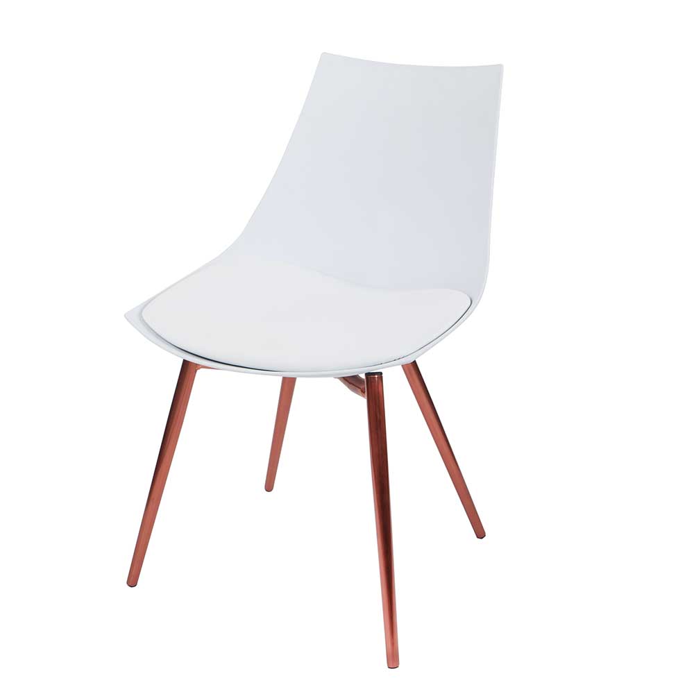 Esstisch Stuhl in Weiß & Kupfer - Lardias (4er Set)