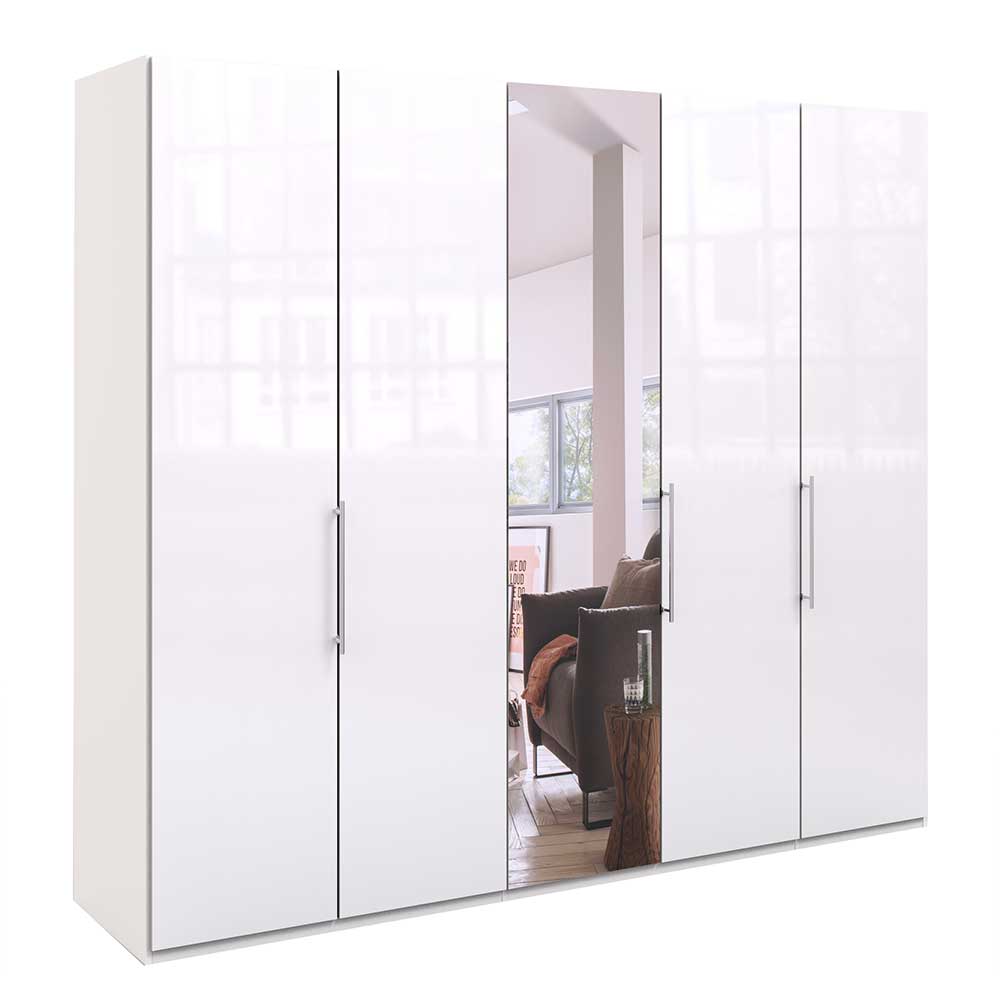 Moderner Kleiderschrank in Weiß Glas & Spiegel - Dolienca