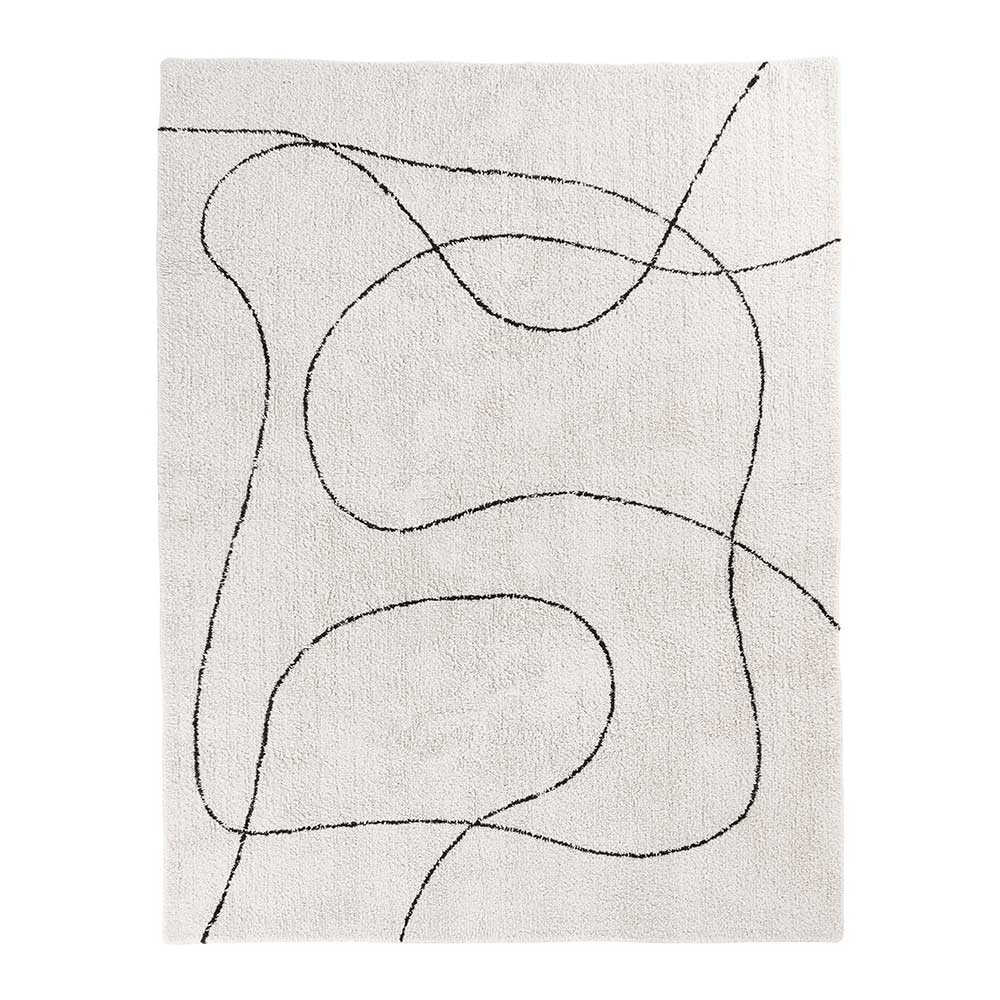 Teppich in Creme & Schwarz - abstraktes Muster - Kantuna