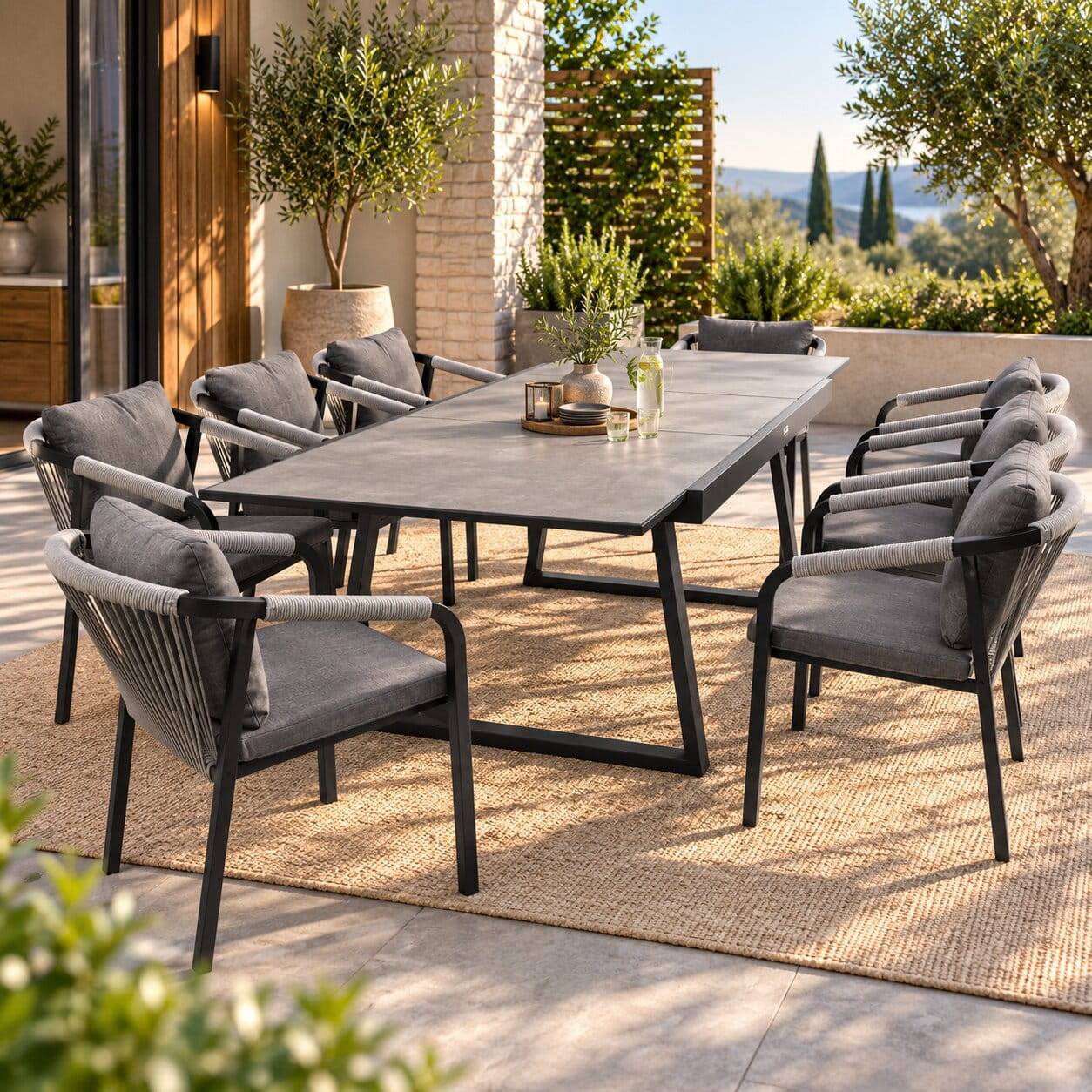 Gartenessgruppe mit acht Sitzplätzen - Genn (neunteilig)