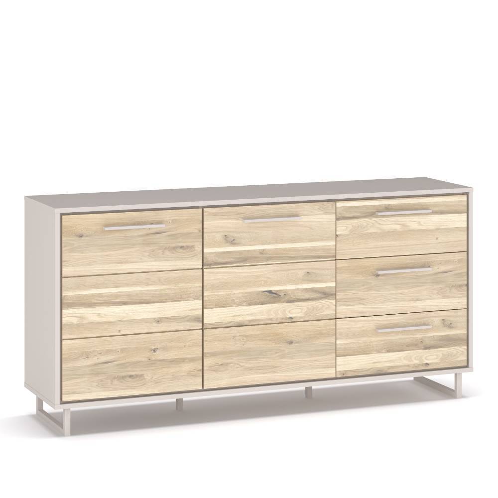 Kombi-Sideboard in Eiche Bianco und Kreideweiß - Loca