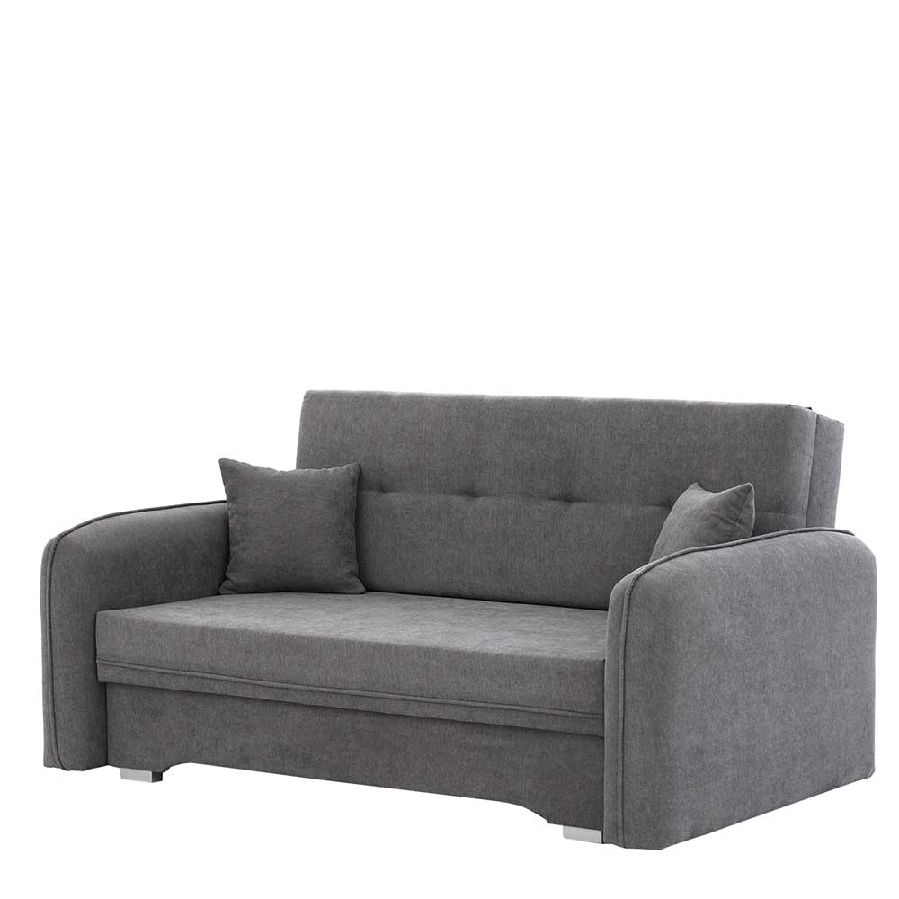 Bettcouch mit Federkern aus Velours Dunkelgrau - Lictona
